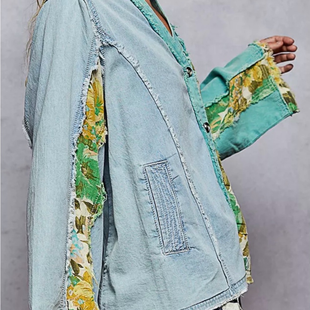 POL Green and Yellow Floral Jacket